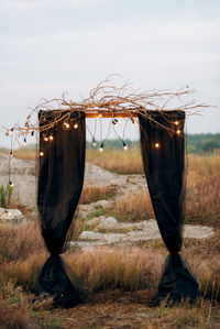 View of an abandoned hanging on field