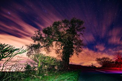 Scenic view of landscape against sky at dusk