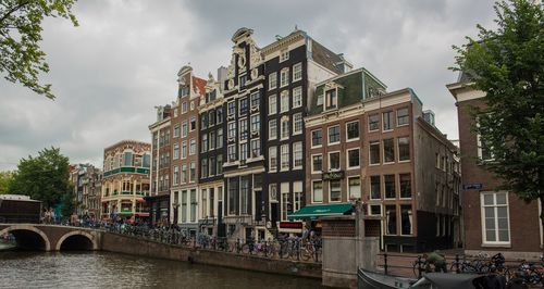 View of buildings against cloudy sky