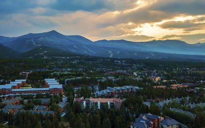 High angle view of townscape against sky