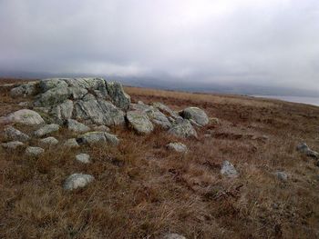 Scenic view of landscape against cloudy sky