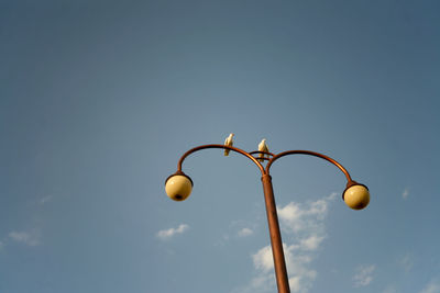 Low angle view of street light against sky