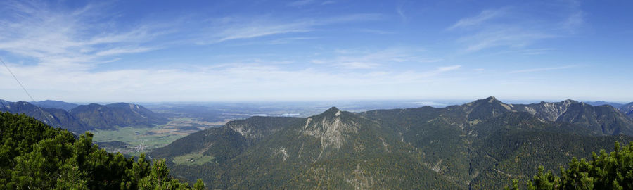 Scenic view of mountains against cloudy sky