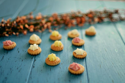 Close-up of cookies on table