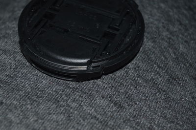 High angle view of camera on table