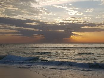 Scenic view of sea against sky during sunset