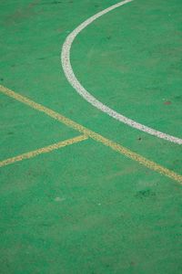 High angle view of green field