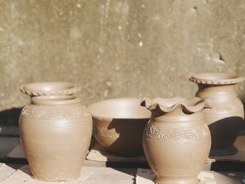 Close-up of vases