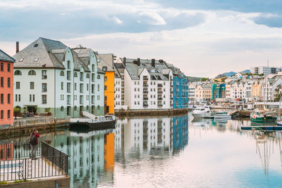 Reflection of buildings in water