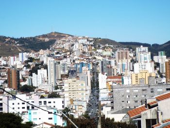 Cityscape against clear sky