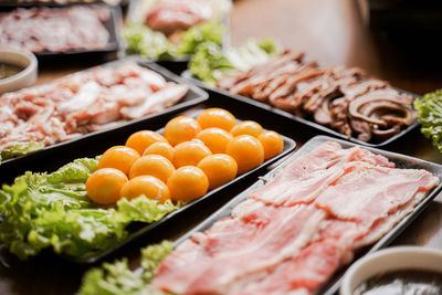 Close-up of food on table