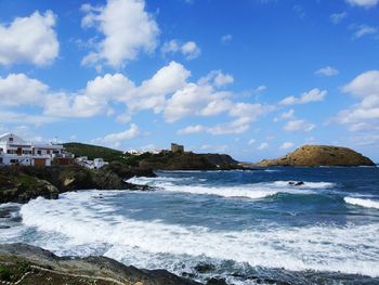 Scenic view of sea and cloudy sky