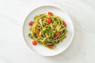 High angle view of noodles in plate