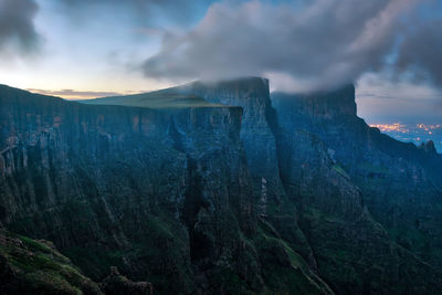 Panoramic view of landscape against sky during sunset