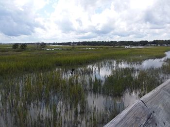 Scenic view of lake against sky