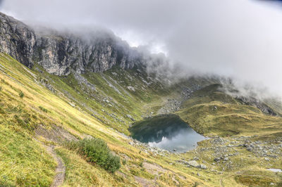 Scenic view of land against sky