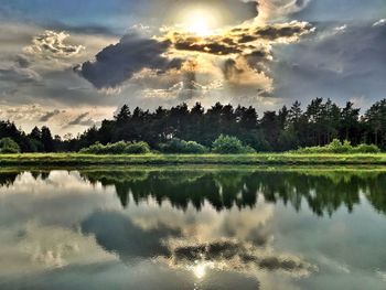 Scenic view of lake against sky