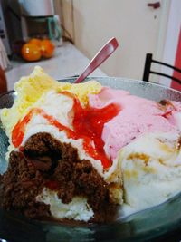 Close-up of ice cream in plate