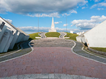 Panoramic view of temple building against sky