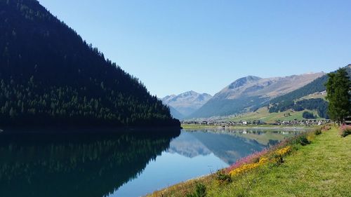 Scenic view of lake and mountains