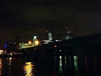 Illuminated buildings at night