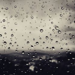 Full frame shot of raindrops on window