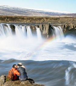 Scenic view of waterfall