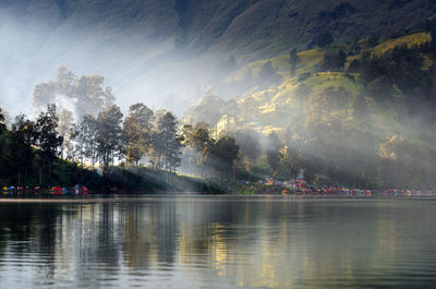 Scenic view of lake against sky