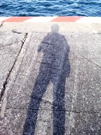 Low section of person shadow on water