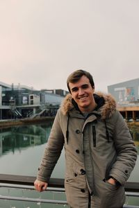 Portrait of a smiling young woman in winter