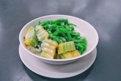 High angle view of meal served in bowl