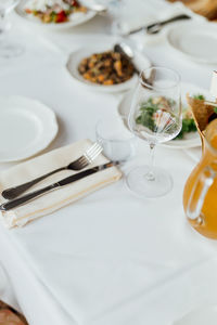 High angle view of food on table