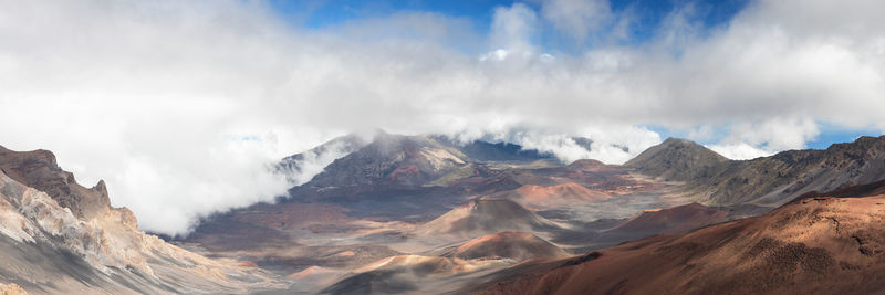 Panoramic view of majestic mountains against sky