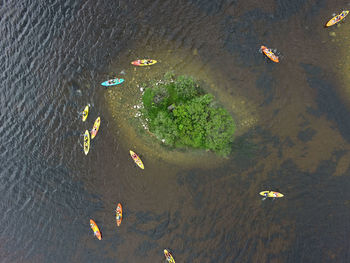 Aerial view of boats on sea