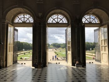 Buildings seen through glass window