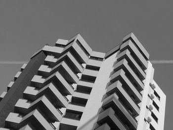 Low angle view of modern building against clear sky