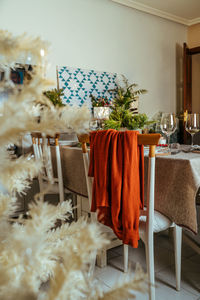 Empty chairs and table at home