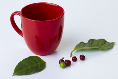 Close-up of drink against white background