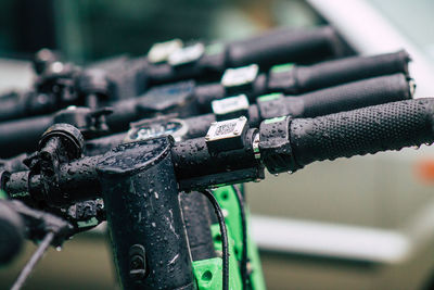 Close-up of metal railing