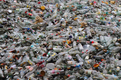 High angle view of garbage in water