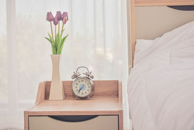 Tulips flower in bed room romantic