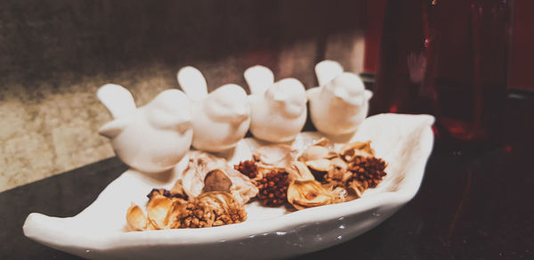 Close-up of dessert in plate on table