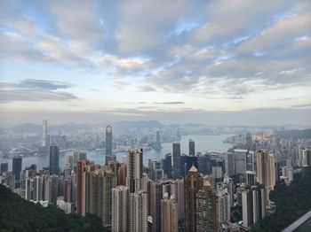 Aerial view of cityscape against sky