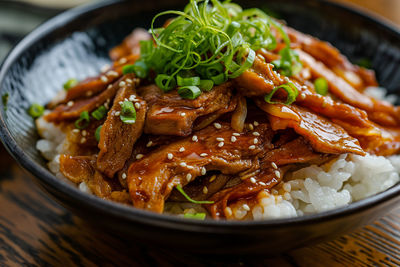 Close-up of food in bowl on table