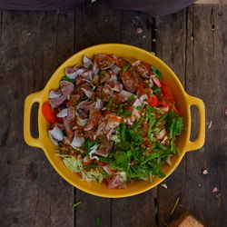 High angle view of food on table