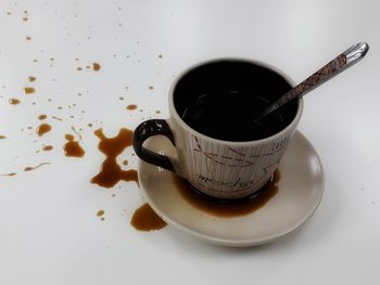 Close-up of coffee cup against white background