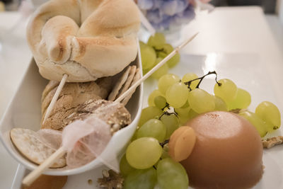 High angle view of dessert in plate on table