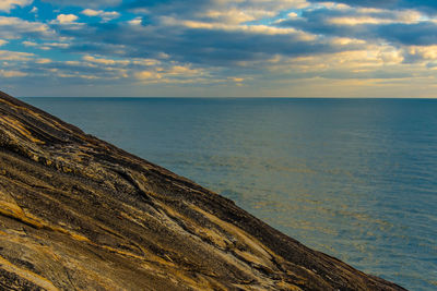 Scenic view of sea against cloudy sky