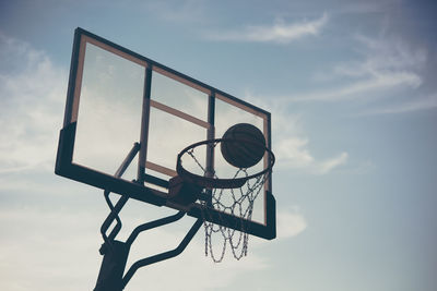 Low angle view of basketball hoop against sky