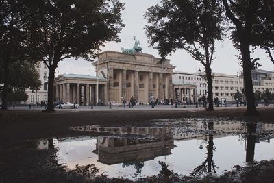 Reflection of building in water